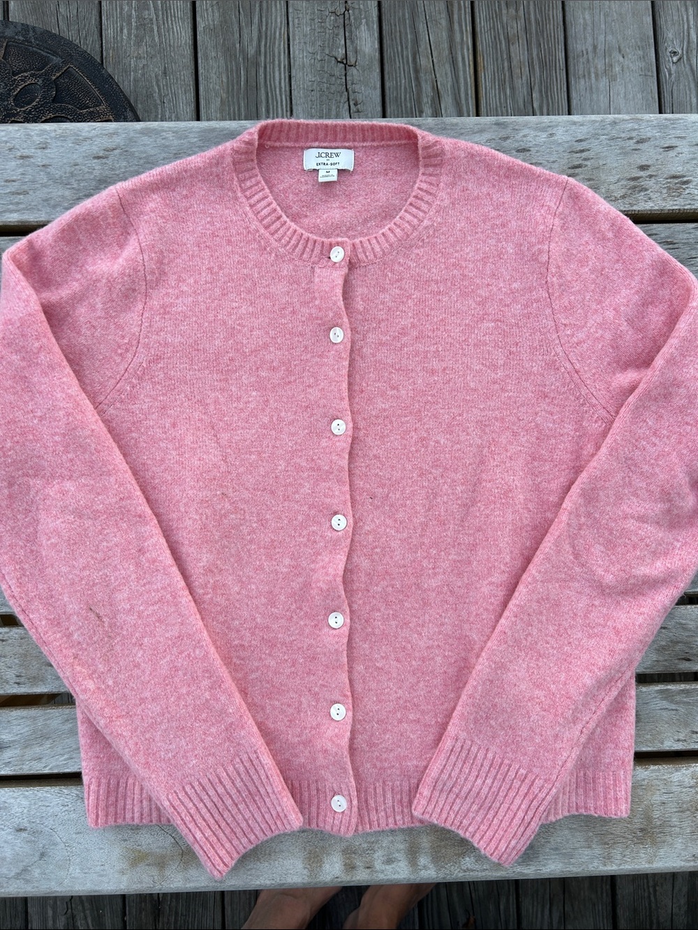 J. Crew Factory Pink Button-Front Cardigan